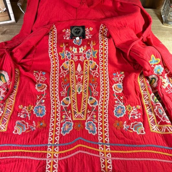 Johnny Was Jemima Hoodie in Bright Red - Picture 3 of 11